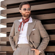 Bandana foulard in seta rosso con stampa club caffè 