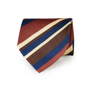 TOKYO - cravatta stampata righe asimmetriche rossa, marrone, blu e beige