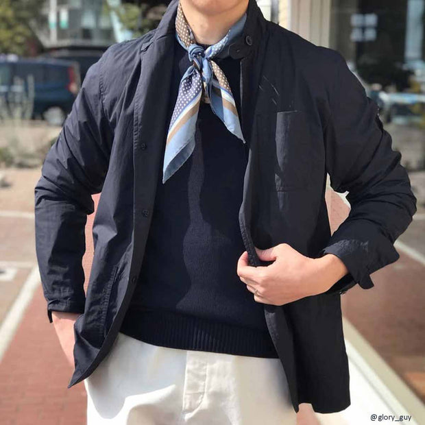 MULTICOLOR POIS BLU-BROWN-WHITE-LIGHT BLUE NECKERCHIEF