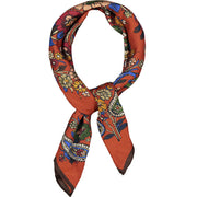 Bandana foulard rosso mattone con stampa floreale e paisley 