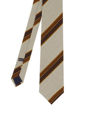 Regimental beige silk & wool hand made tie - Fumagalli 1891