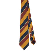 TOKYO - Cravatta in seta stampata a righe gialla, rossa e blu scuro