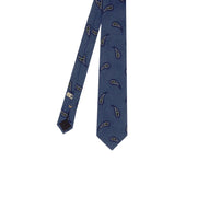 Cravatta blu, bianca & beige con paisley melange  - Fumagalli 1891