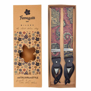 Luxury Purple braces with macro paisley design
