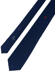 Cravatta in seta lana blu con cuore rosso sottonodo - Fumagalli 1891