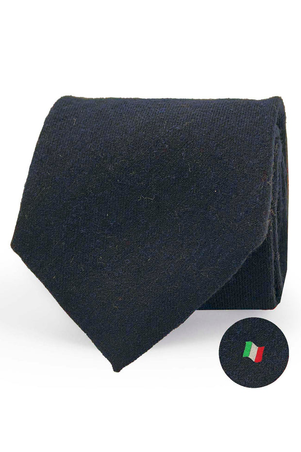 Grey silk & wool tie with italian flag under the knot