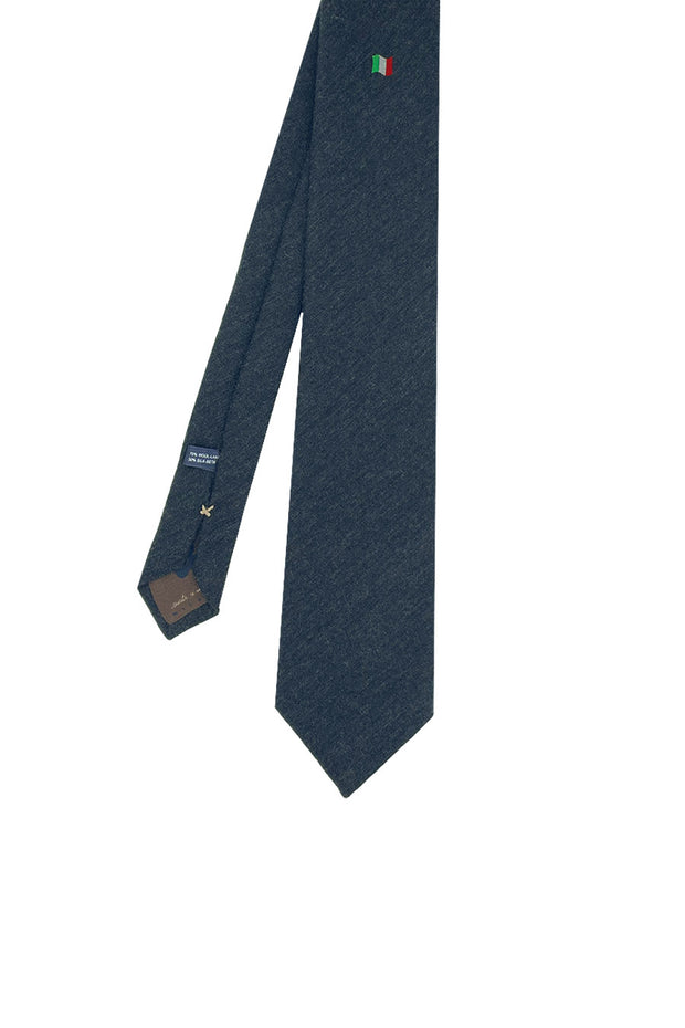 Grey silk & wool tie with italian flag under the knot