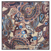 Beige Pure Italian Wool Abstract Paisley Design Pocket Square