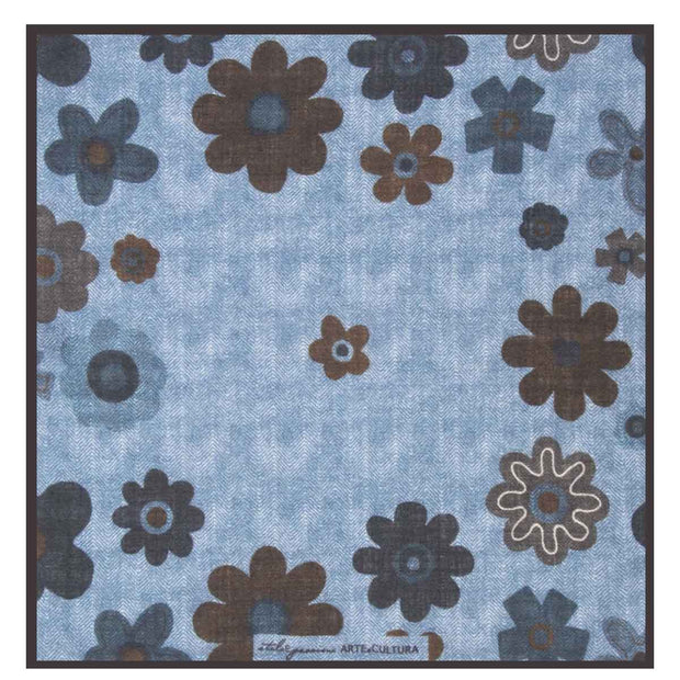 Fazzoletto in lana azzurra con stampa del logo