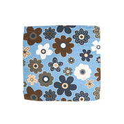 Bandana foulard azzurro in seta-cotone con macro fiori stampati 