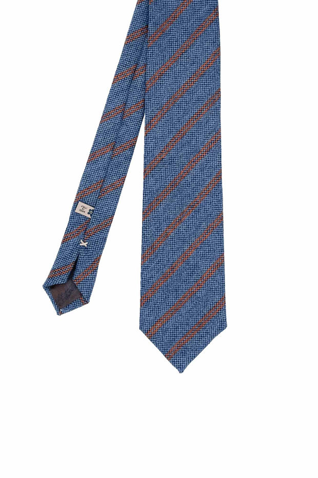 Light blue orange little striped wool tie