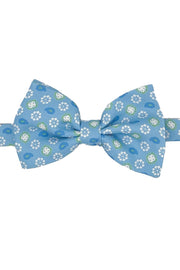 Light blue little medallion & paisley patterned printed bow tie  - FUMAGALLI 1891