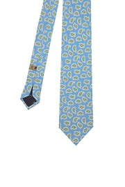 Cravatta celeste paisley con dettagli verde & gialli d'archivio