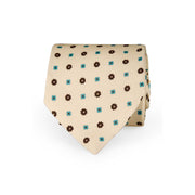 TOKYO - Cravatta stampata in seta beige con piccoli fiori 