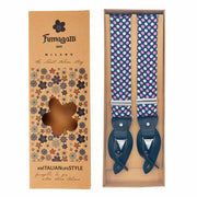  Bretelle di lusso blu con pattern floreale - Fumagalli 1891