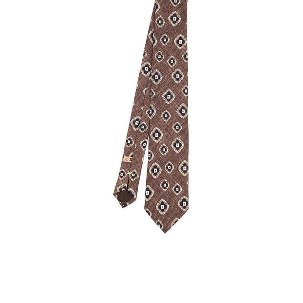 geometrical medallion silk printed tie