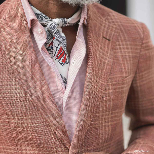 Bandana foulard bianco in twill di seta con stampa cafè 