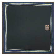 Black plain with blue frame printed silk pocket square