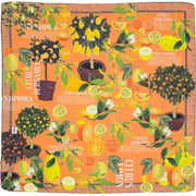 Orange citrus design silk scarf 90