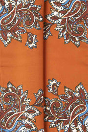 Orange Ultra Soft Silk & Cotton Floral Paisley Pocket Square