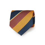 TOKYO - Cravatta in seta stampata a righe gialla, rossa e blu scuro
