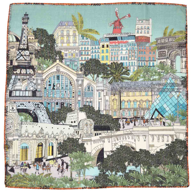 Paris orange silk and wool neckerichief