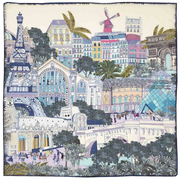 Paris pink and grey silk and wool neckerichief