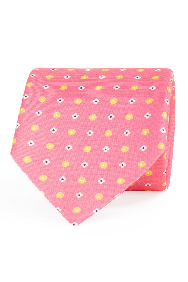 Pink little floral design printed tie
