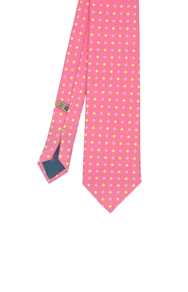 Cravatta rosa con stampa micro floreale - Fumagalli 1891