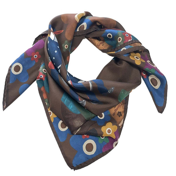 Pinocchio brown silk scarf