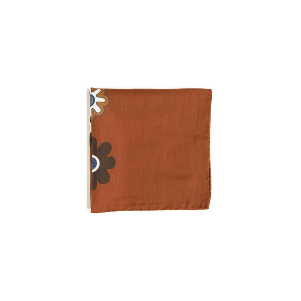 Orange Ultra Soft Silk & Cotton Small Logo Pocket Square