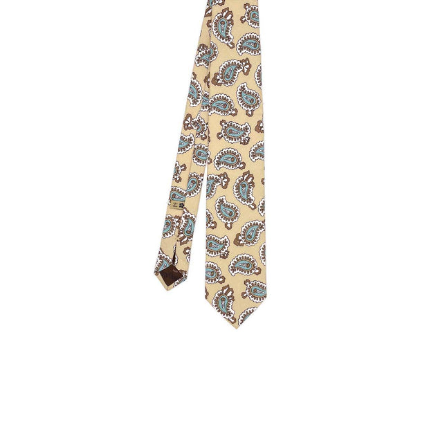 TOKYO - Beige macro paisley printed silk tie