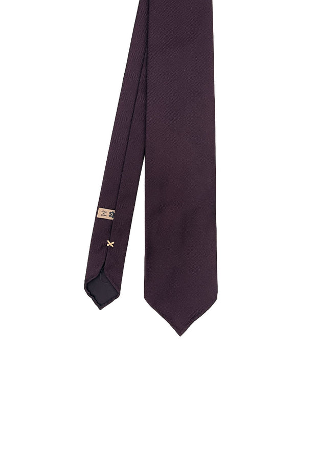 Cravatta in seta viola scurosuper reps tinta unita sfoderata - Fumagalli 1891