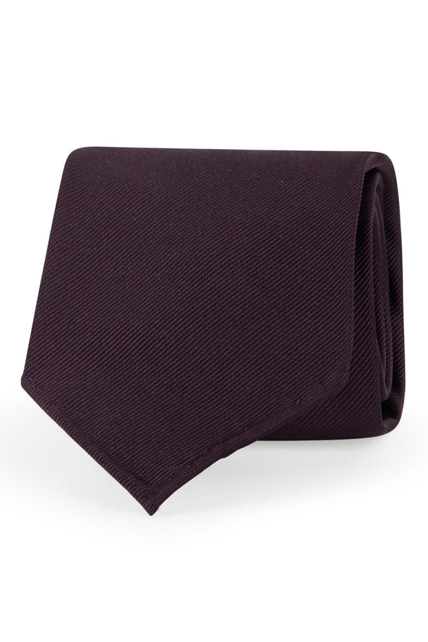 Cravatta in seta viola scurosuper reps tinta unita sfoderata - Fumagalli 1891