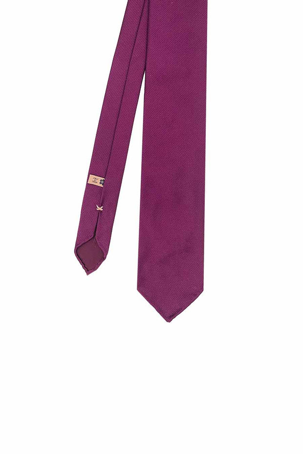 Cravatta in seta magenta super reps tinta unita sfoderata - Fumagalli 1891