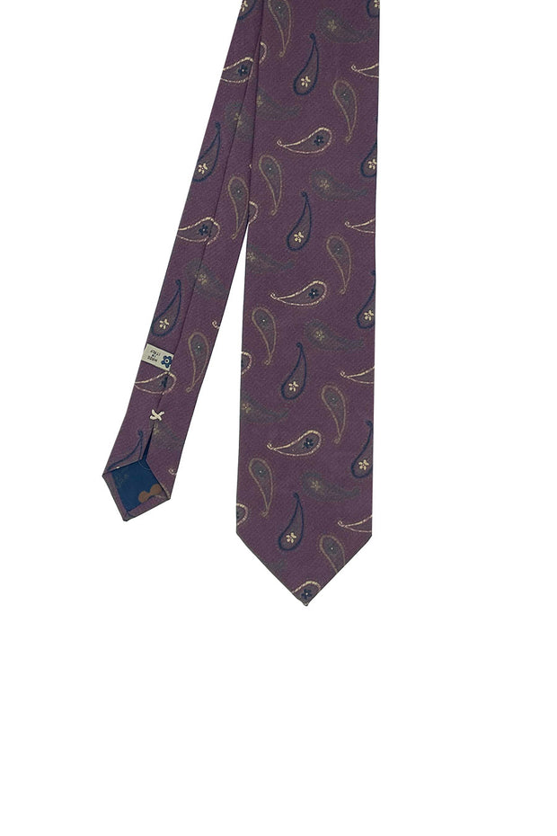 TOKYO - Purple paisley vintage printed hand made silk tie