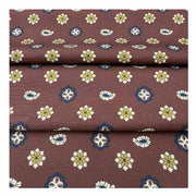 Sciarpa in seta doppiata oro e blu notte con fiori e paisley