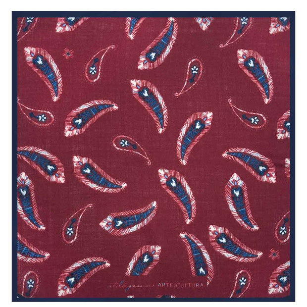 Fazzoletto bordeaux con design cachmere in lana 