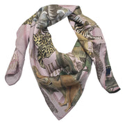 African Savannah Animals Pink silk scarf