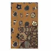 Sciarpa in seta doppiata oro e blu notte con fiori e paisley