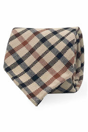 Cravatta sfoderata classica in lana Tartan beige  -Fumagalli 1891