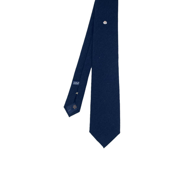 Cravatta In Seta Blu Scuro Con Trama Nera, Taglio Classico, Lunghezza 150 Cm, Larghezza 8 Cm