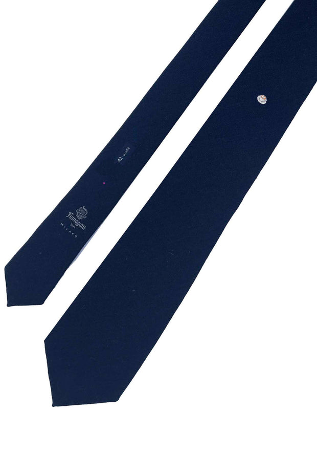 Cravatta in seta blu con tazzina di caffè sottonodo - Fumagalli 1891
