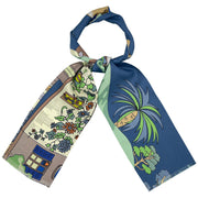 Capri green brown and blue silk tie scarf