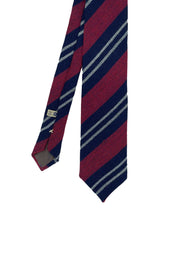 Cravatta classica a righe blu e rosso in lana - Fumagalli 1891