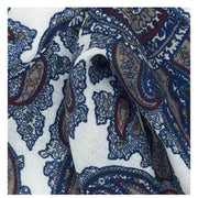 White Floral Paisley Design Pure Italian Wool Pocket Square