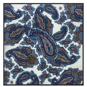 White Floral Paisley Design Pure Italian Wool Pocket Square