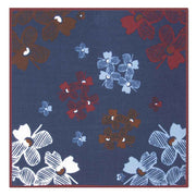 Fazzoletto blu in lana selezionata con design floreale 