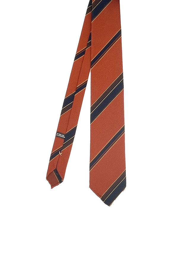 Regimental wool unlined tie orange , brown and blue