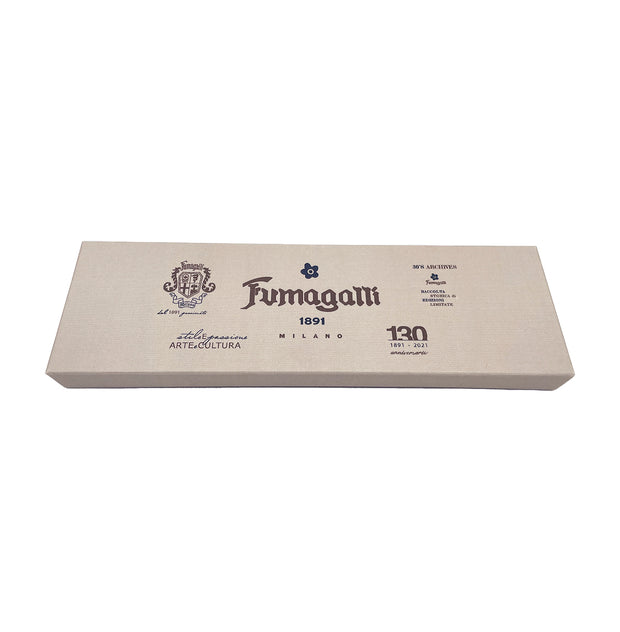 BLU, BEIGE e BIANCO STAMPATO MACRO VINTAGE di SETA FATTI a MANO TIE - Fumagalli 1891